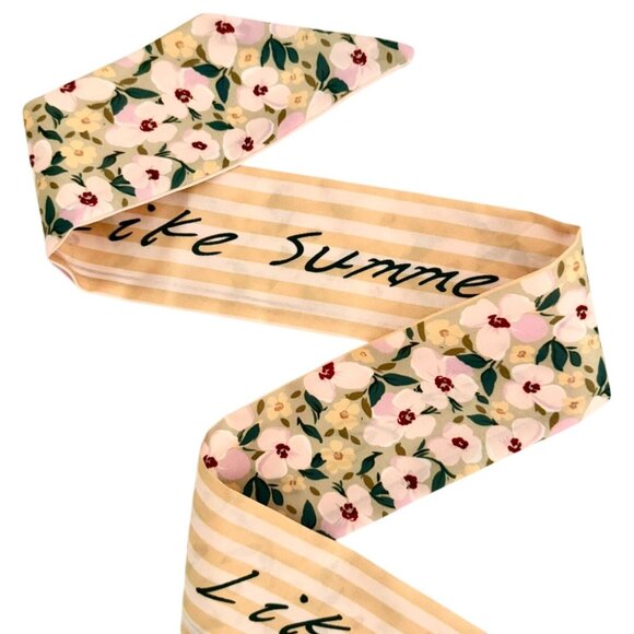 Slim Scarf Yellow Floral 34in Two Sided Cottagecore Quiet Luxury No65 - Picture 7 of 14
